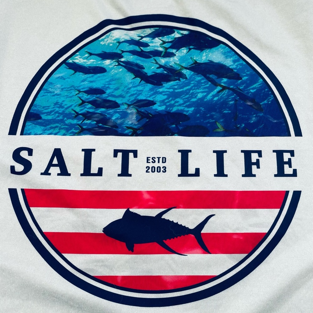 Salt Life Men's Light Gray Long Sleeve Performance Tee Small